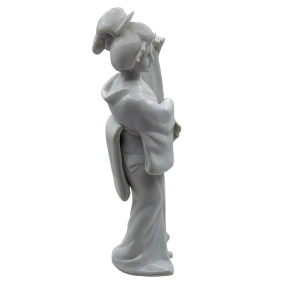 Vintage Porcelain Traditional Geisha Girl w/ Fan Japanese Figurine Blanc de Chen - Picture 2 of 6